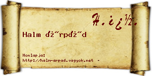 Halm Árpád névjegykártya